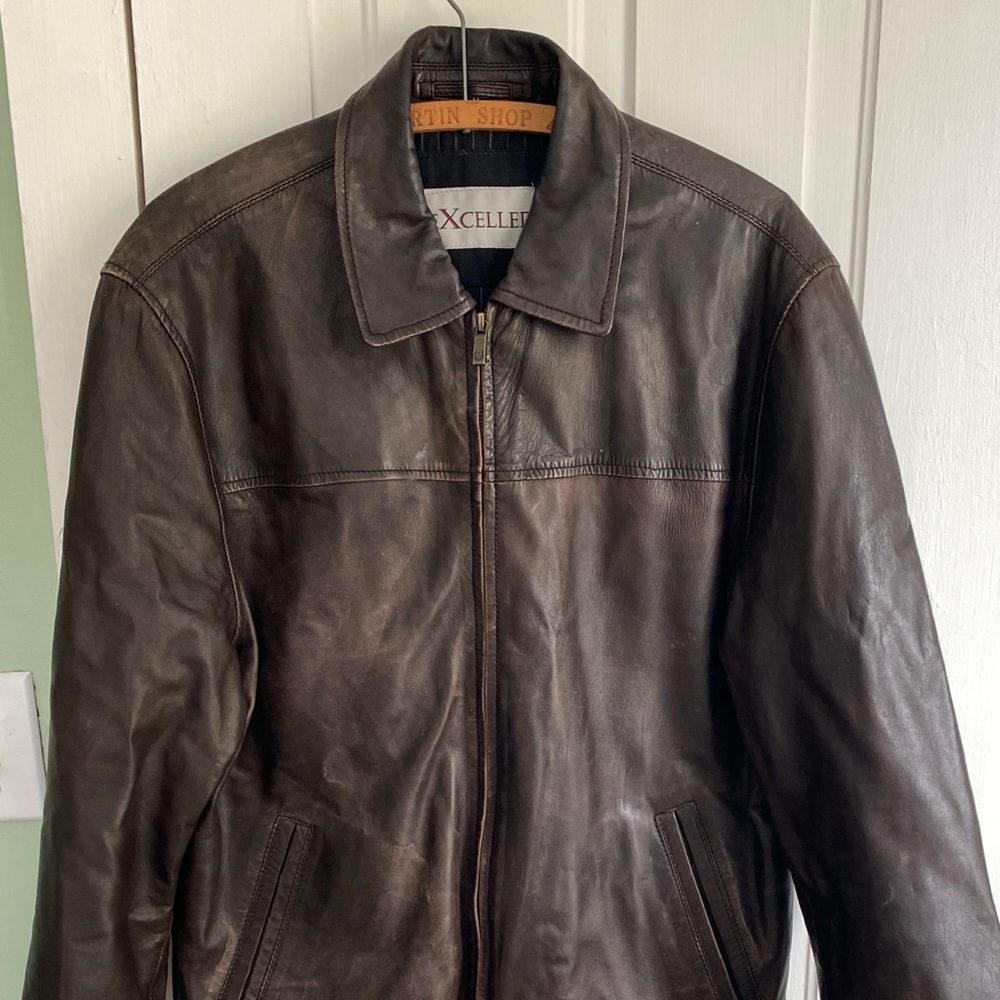 Leather Jacket Chocolate Brown distressed